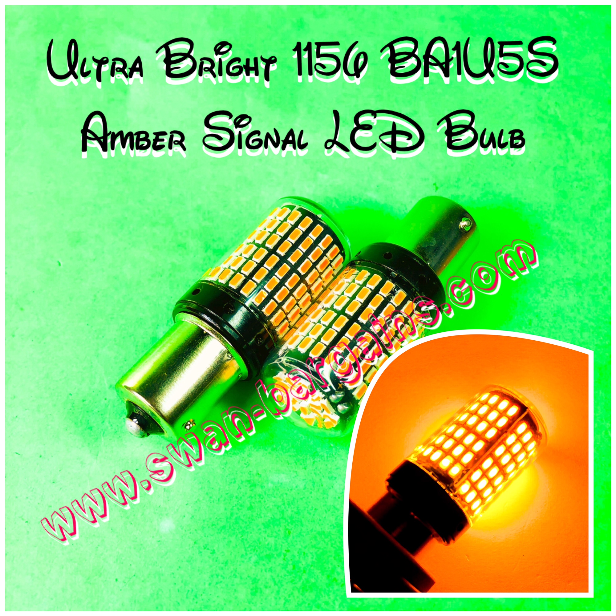 1156 S25 BAU15S Super Bright LED Light Bulb 145SMD Amber Signal Light Canbus Singapore