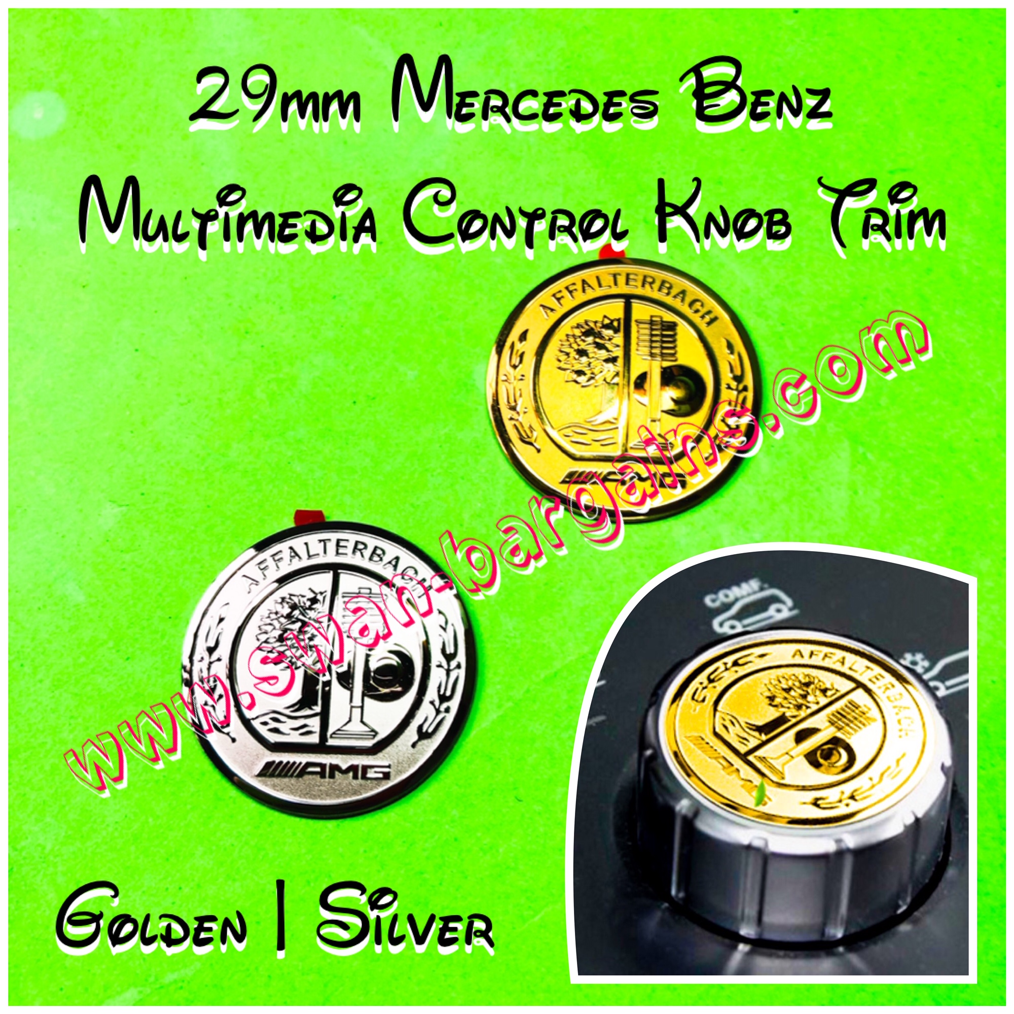 29mm Mercedes Benz Multimedia Control Knob Trim Singapore - AMG Silver Gold