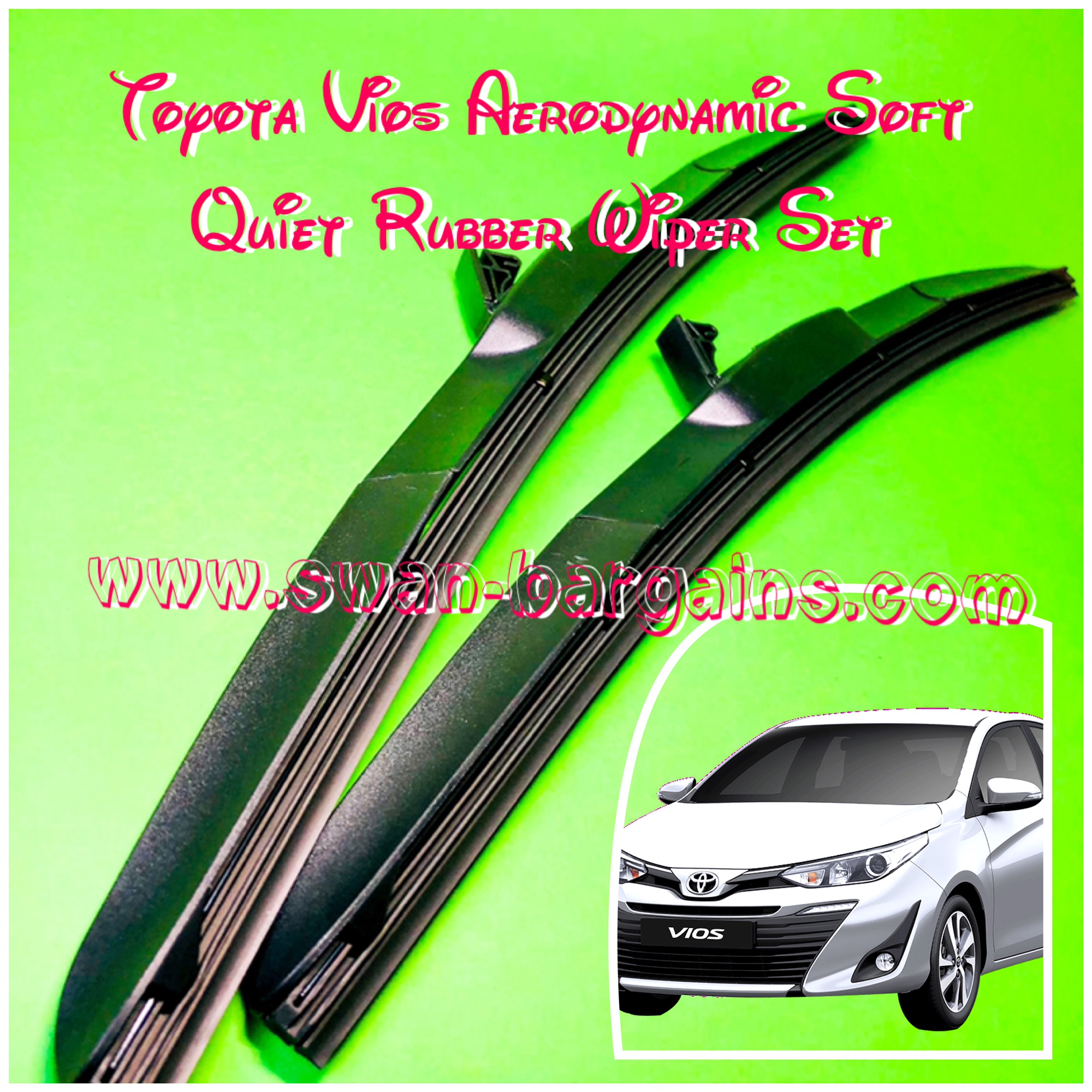2pcs Toyota Vios Aerodynamic Quiet Wiper Blades Set Singapore