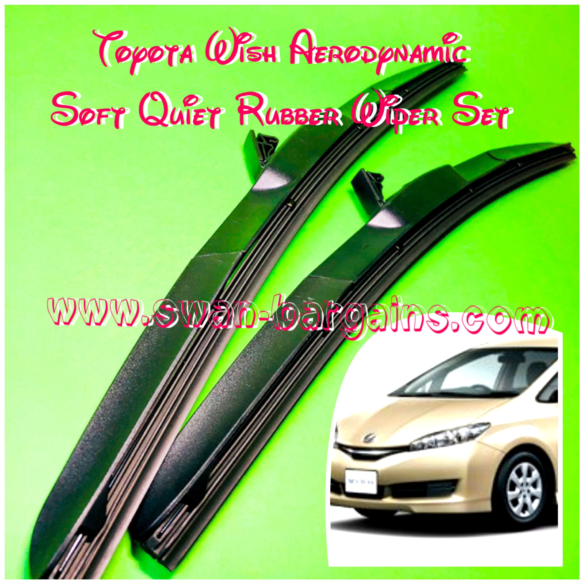 2pcs Toyota Wish Aerodynamic Quiet Wiper Blades Set Singapore