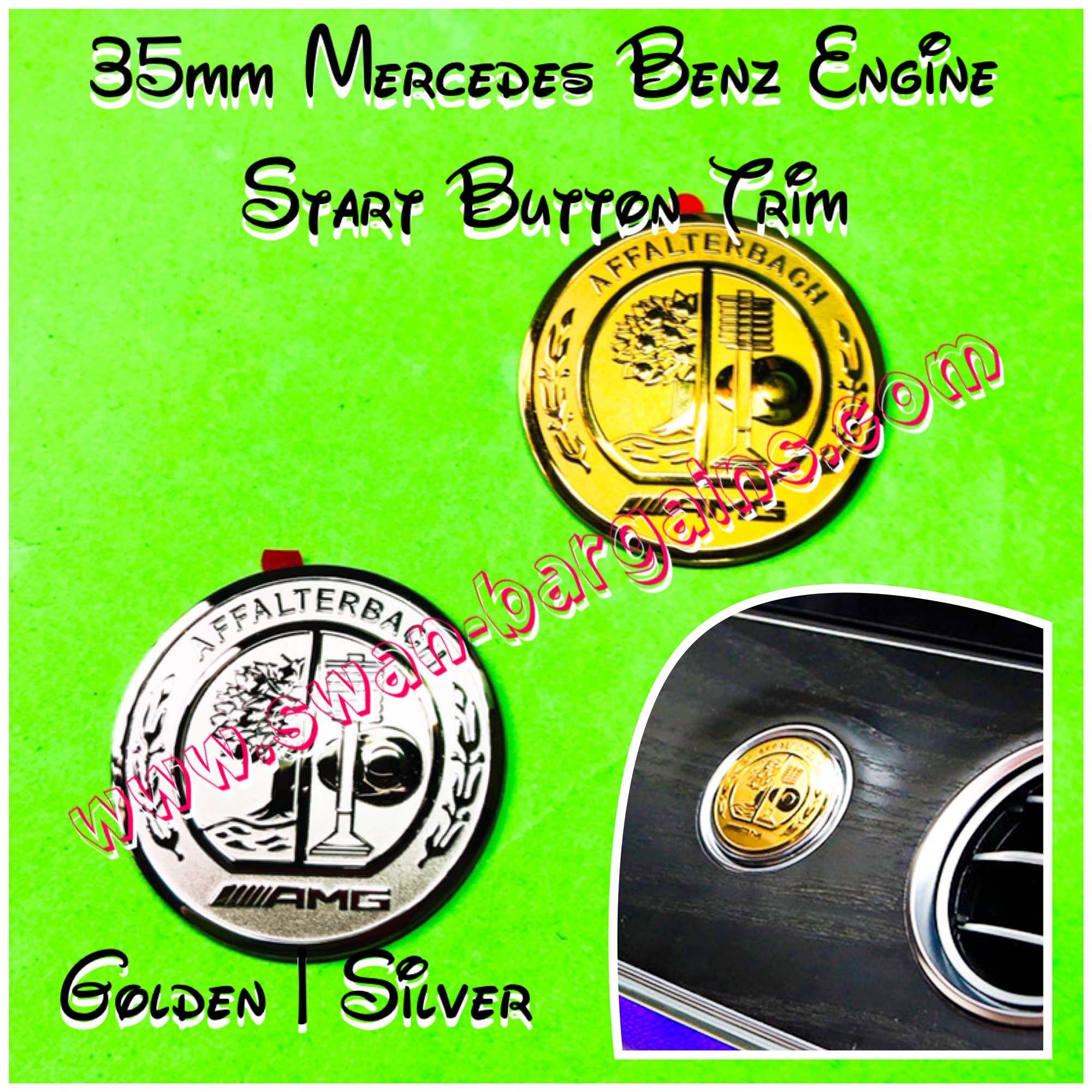 35mm Mercedes Benz Push Start Button Aluminium Trim Singapore