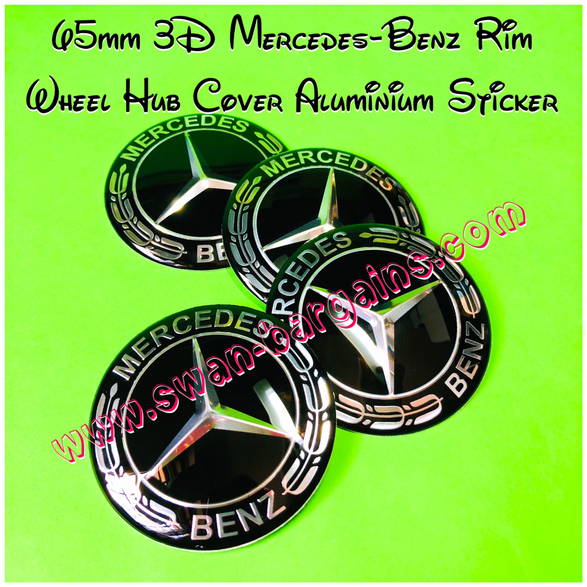 65mm Benz Sports Rim Wheel Hub Cap Sticker Singapore - 3D Glossy Black Laurel Wreath