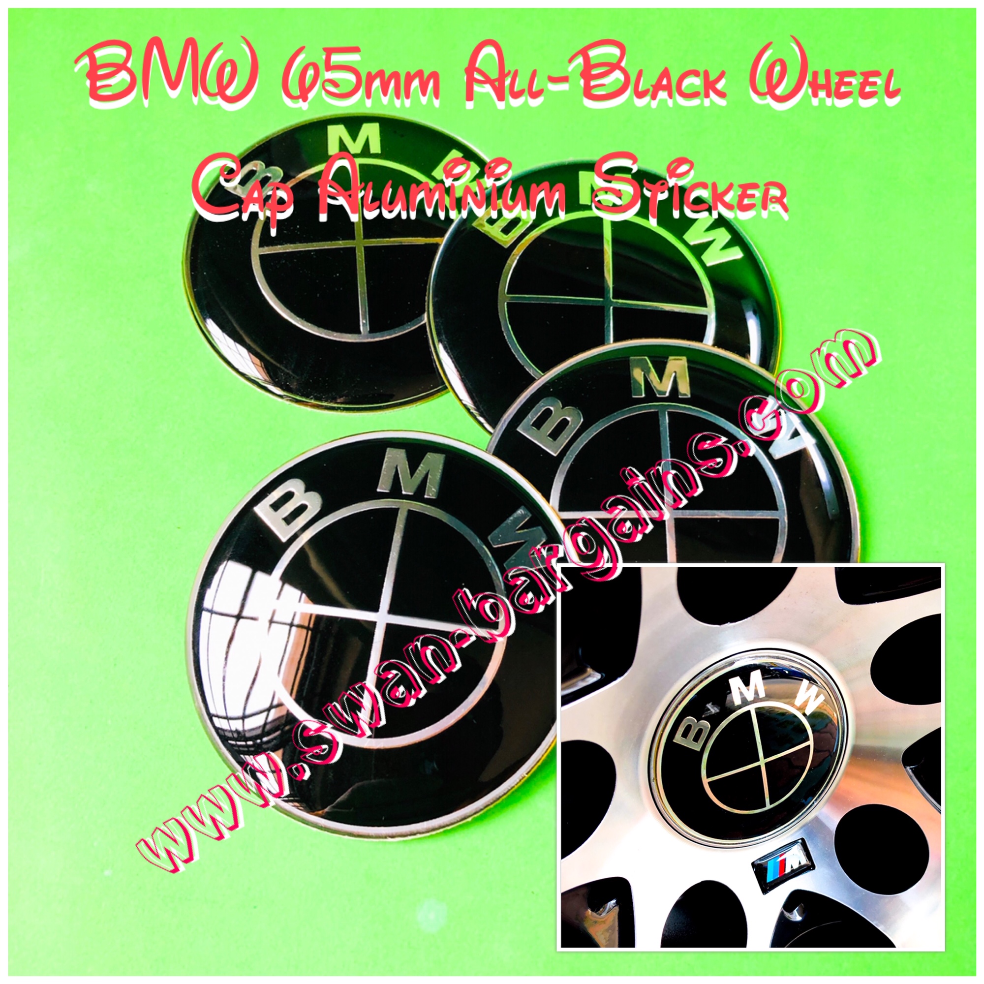 65mm Sports Rim Center Wheel Hub Cap Sticker Singapore - All Black BMW