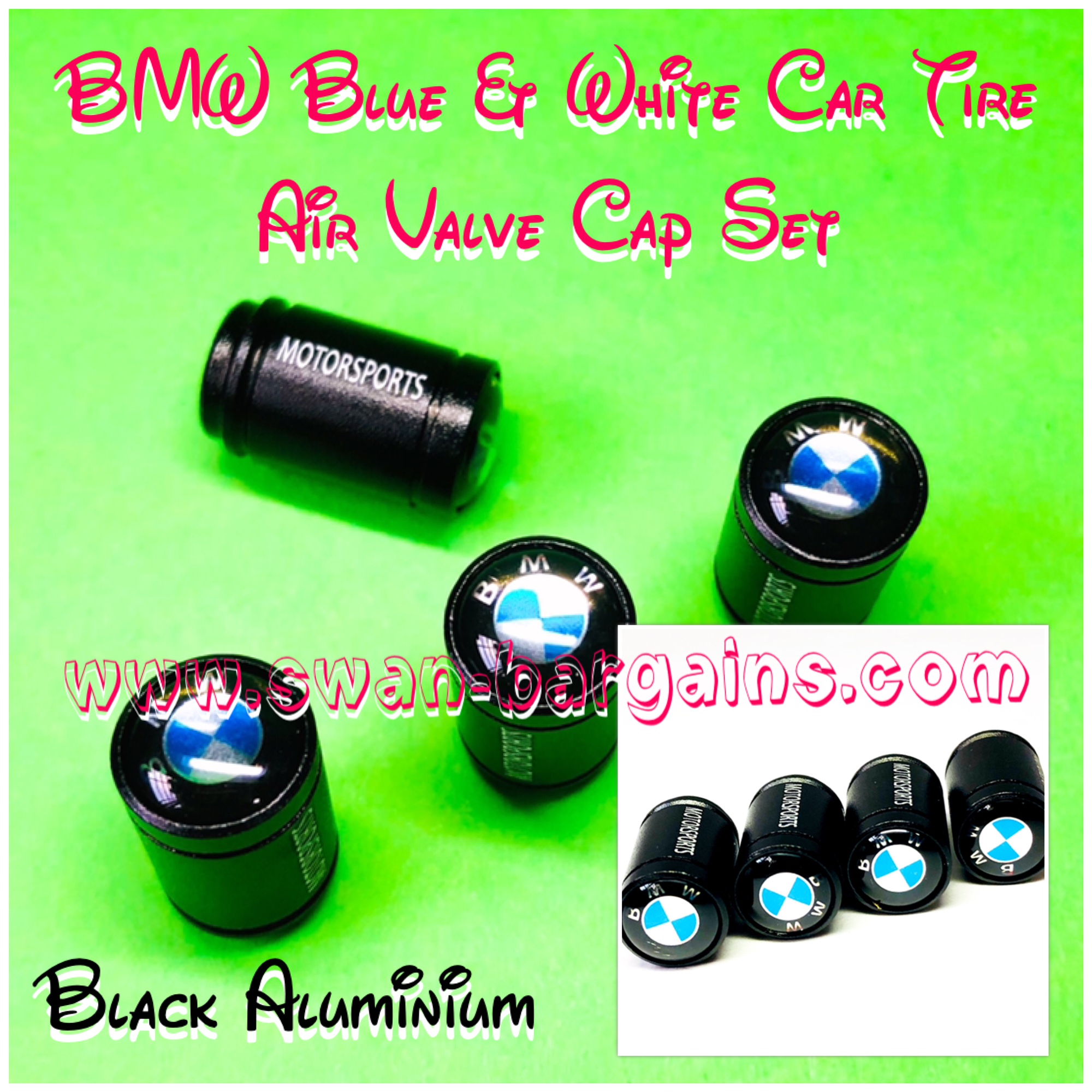 BMW Aluminum Tyre Stem Valve Tire Cap Cover Singapore - Matte Black Blue White