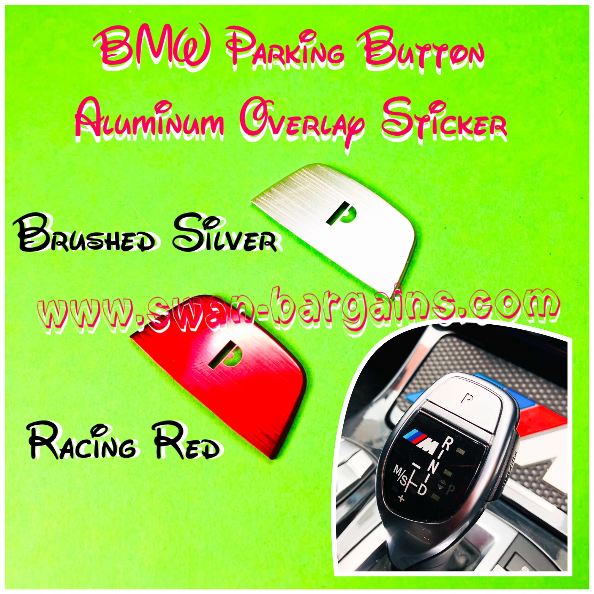 BMW Parking Switch Button Overlay Trim Singapore - Aluminium Silver Red