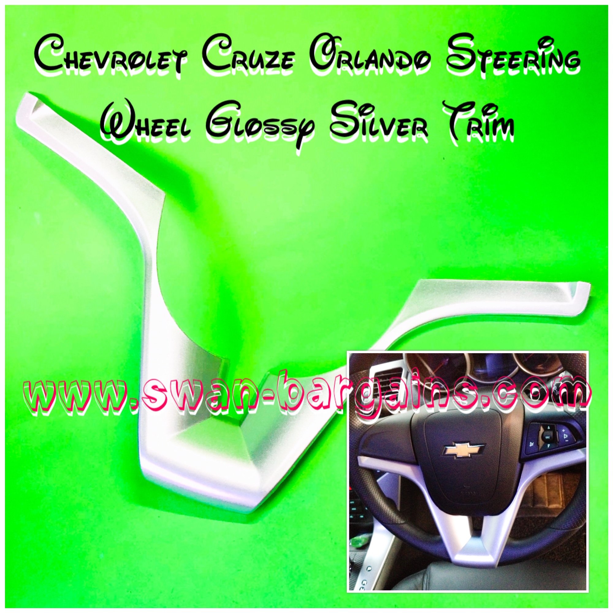 Chevrolet Cruze Steering Wheel Trim Singapore - Glossy Silver Overlay