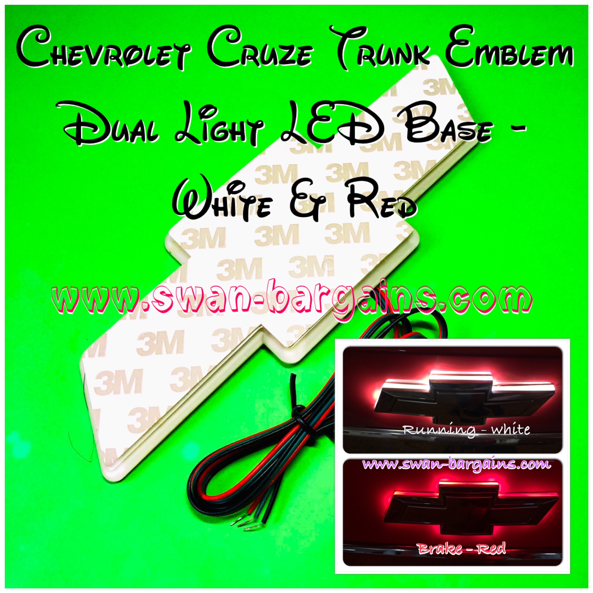 Chevrolet Cruze Tail Emblem LED Illuminated Base Singapore - White Red LED Light
