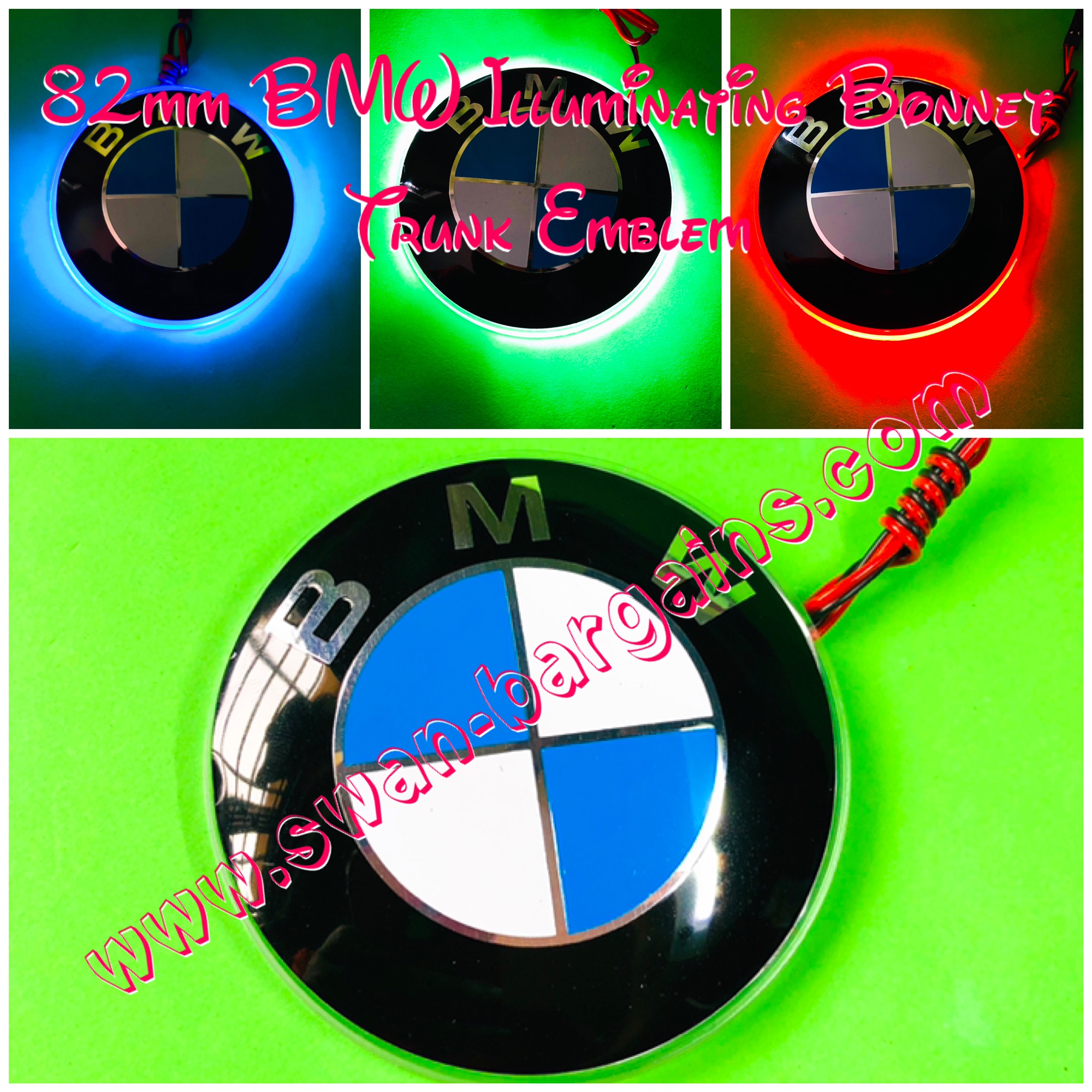 Classic Blue BMW Bonnet Trunk Illuminating LED Emblem Singapore
