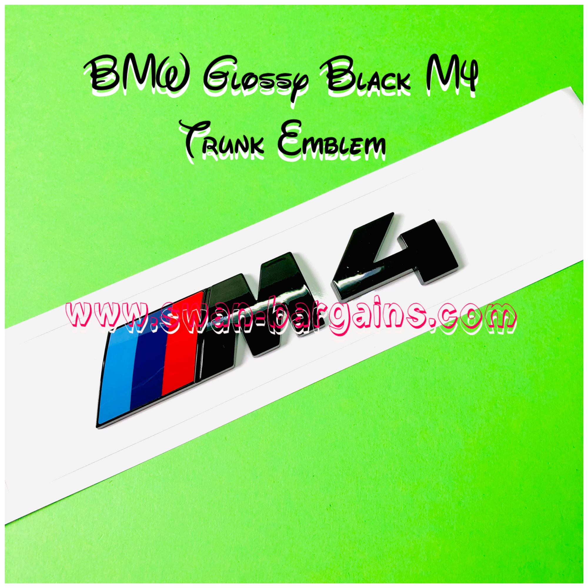 Glossy Black BMW M4 Performance Power Motorsport Rear Trunk Logo Emblem Badge Singapore