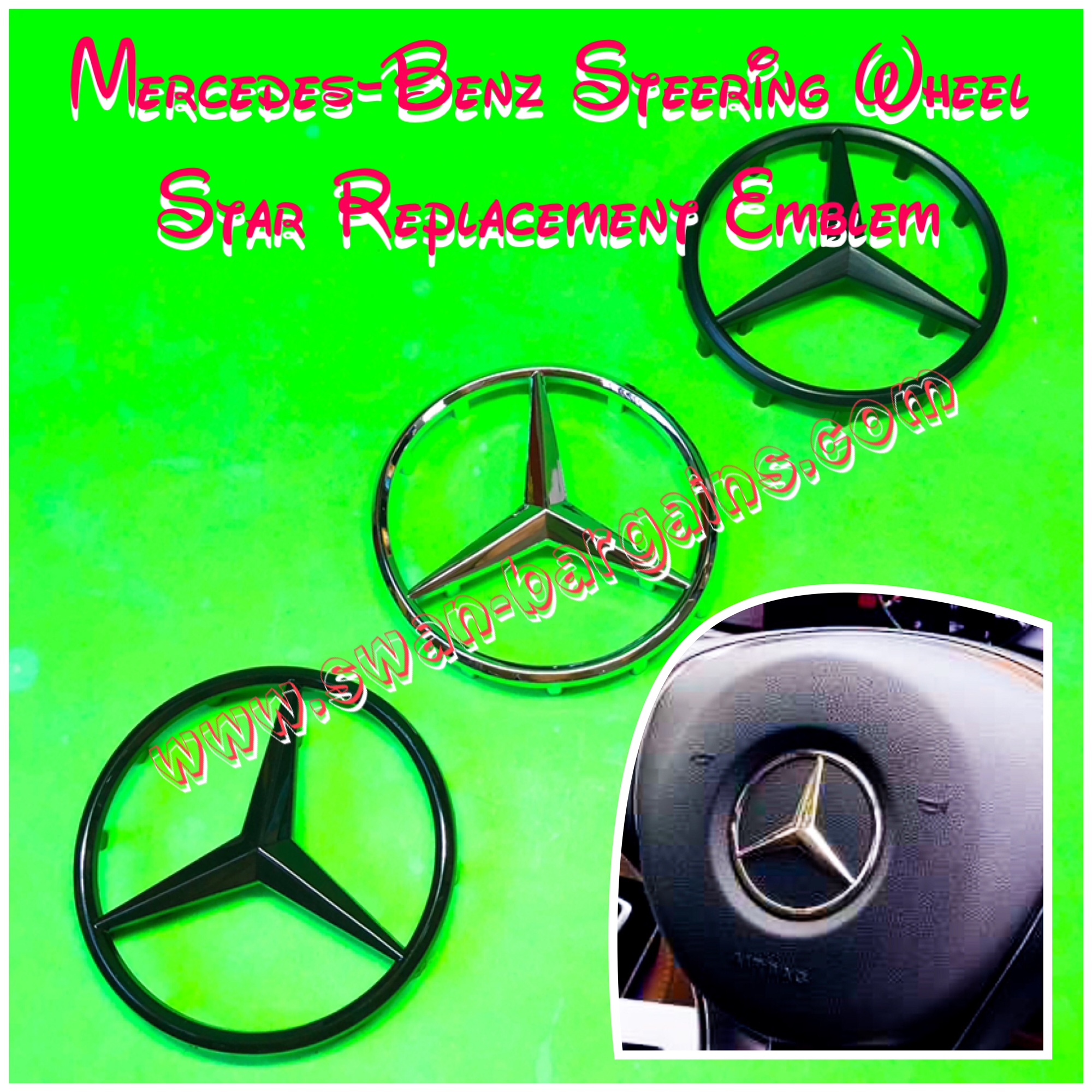 Mercedes Benz Steering Wheel Star Emblem Singapore Chrome Matte Glossy Black