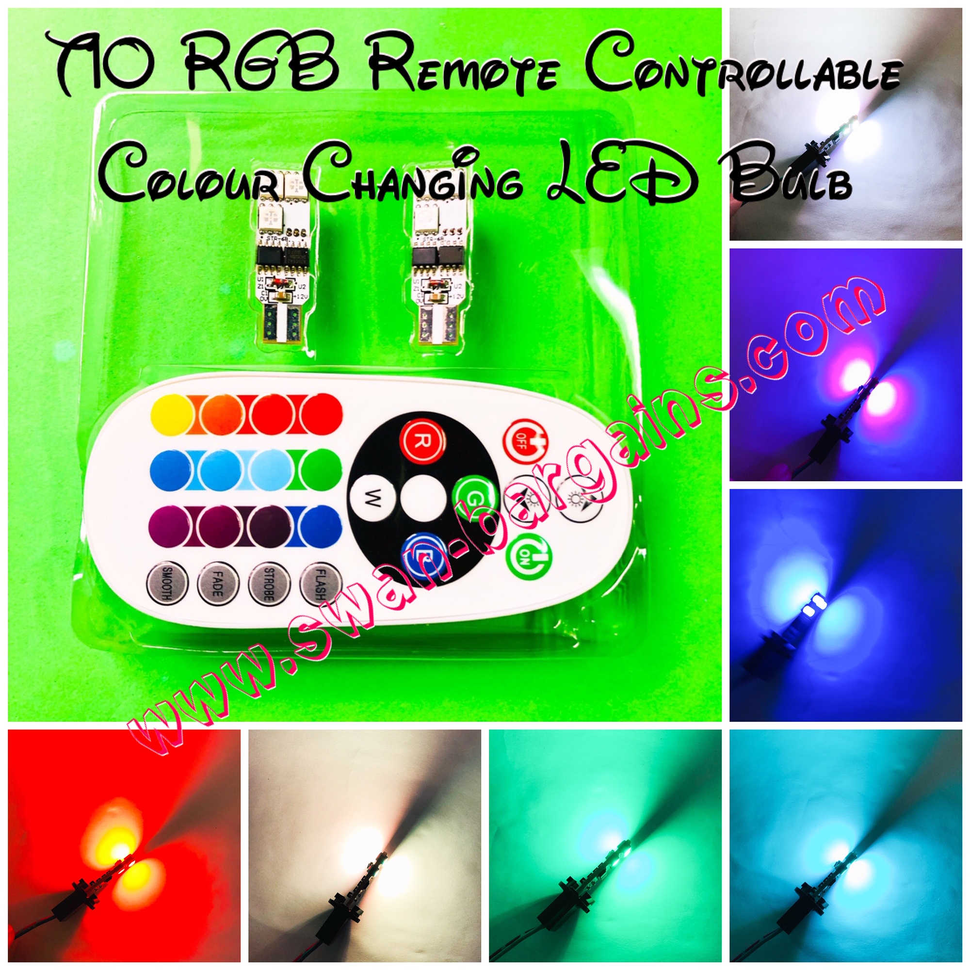 T10 T15 Colour Changing Remote Control RGB LED Bulb Singapore - 6SMD