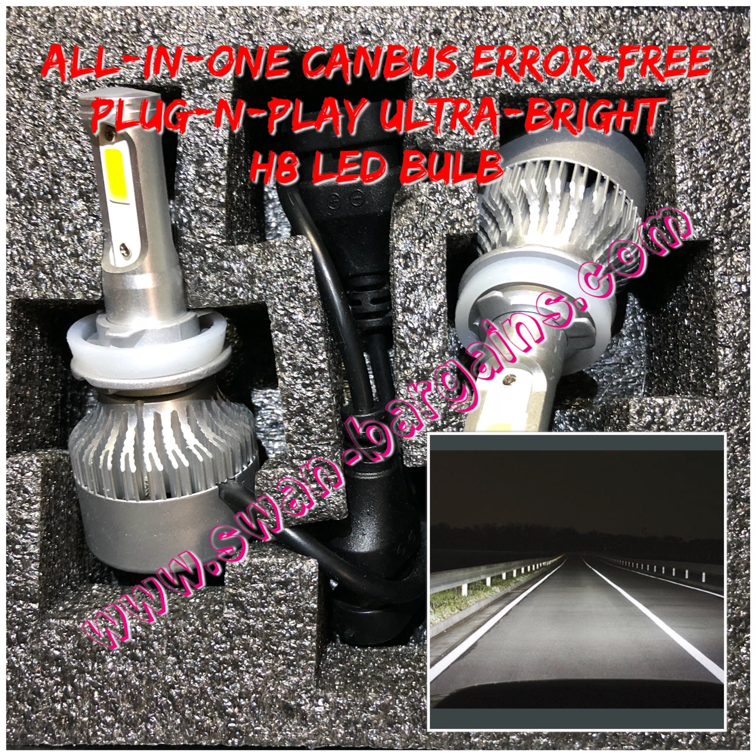 Ultra Bright H8 All-in-One LED Headlamp Bulb Singapore