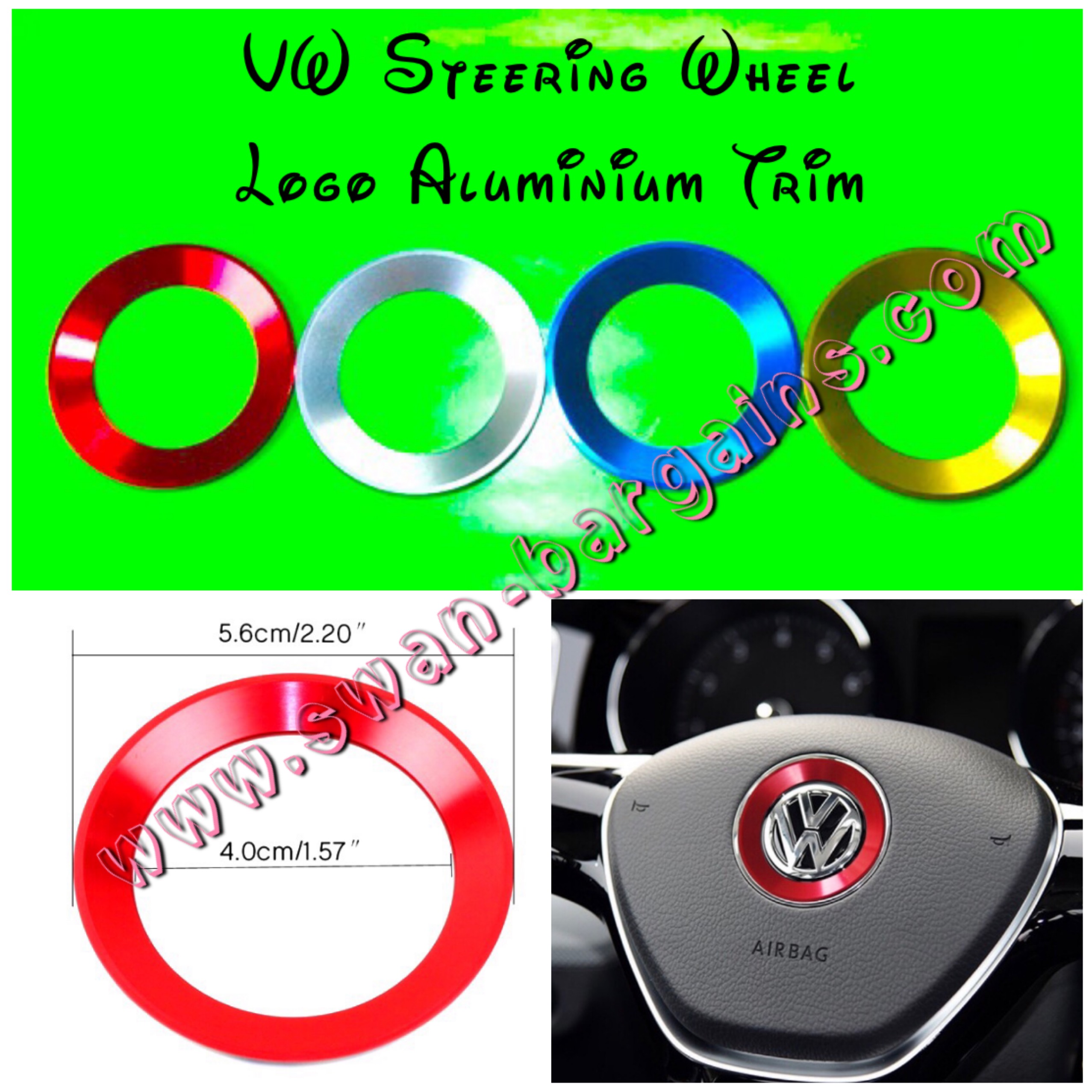Volkswagen Steering Wheel Logo Aluminium Ring Trim Singapore
