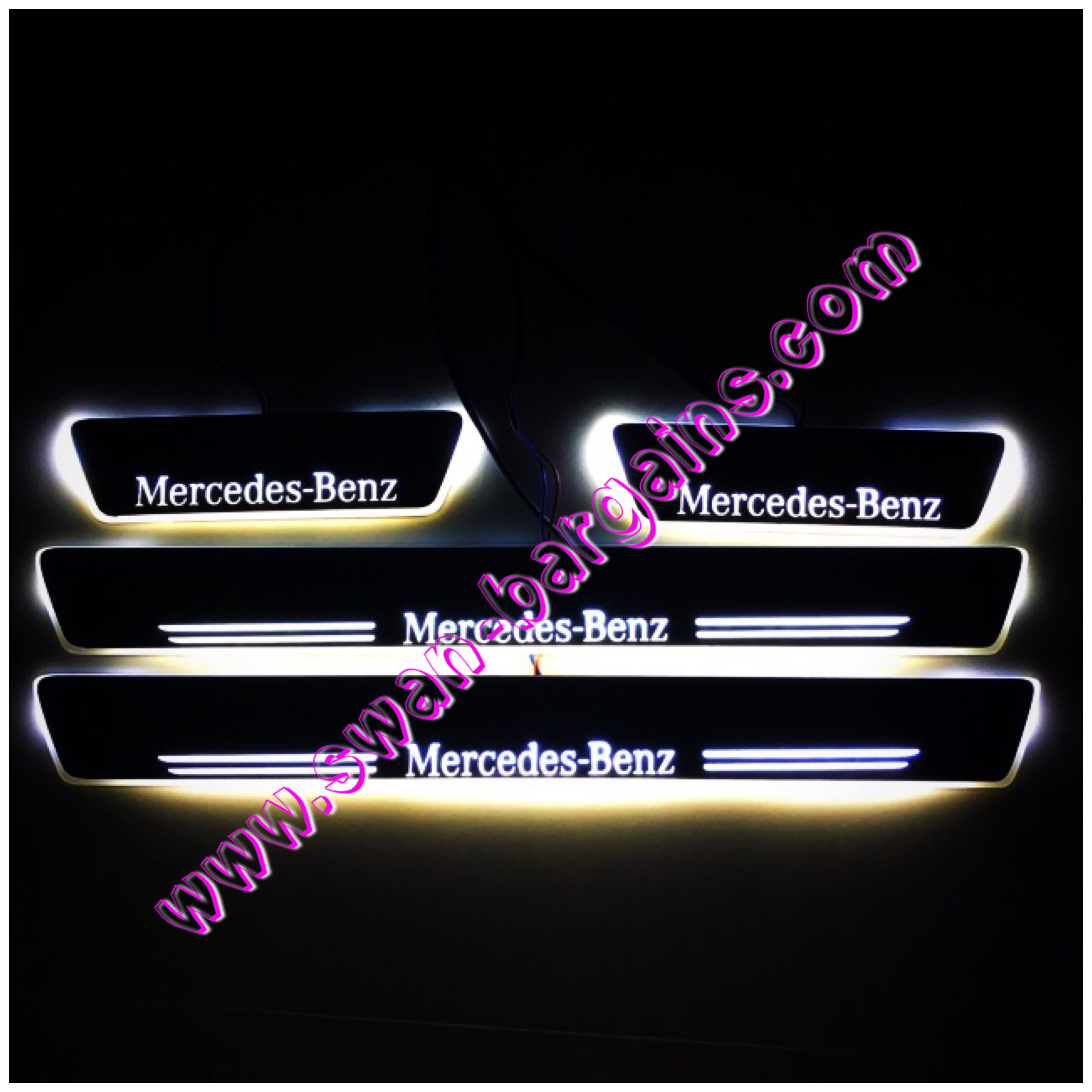 Chrome Door Sill Cover Illuminated Sport Scuff Plate 4 Pcs for